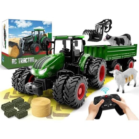 Remote Control Tractor Toy, Kids RC Tractor Set & Truck and Trailer Front Loader - Picture 7 of 7
